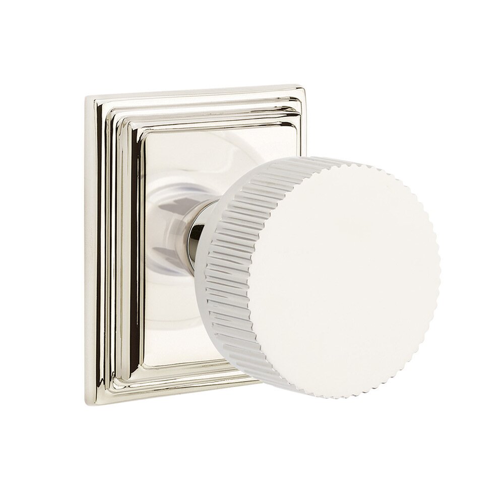 Emtek Privacy Wilshire Rosette with Conical Stem and Straight Knurled Knob in Polished Nickel