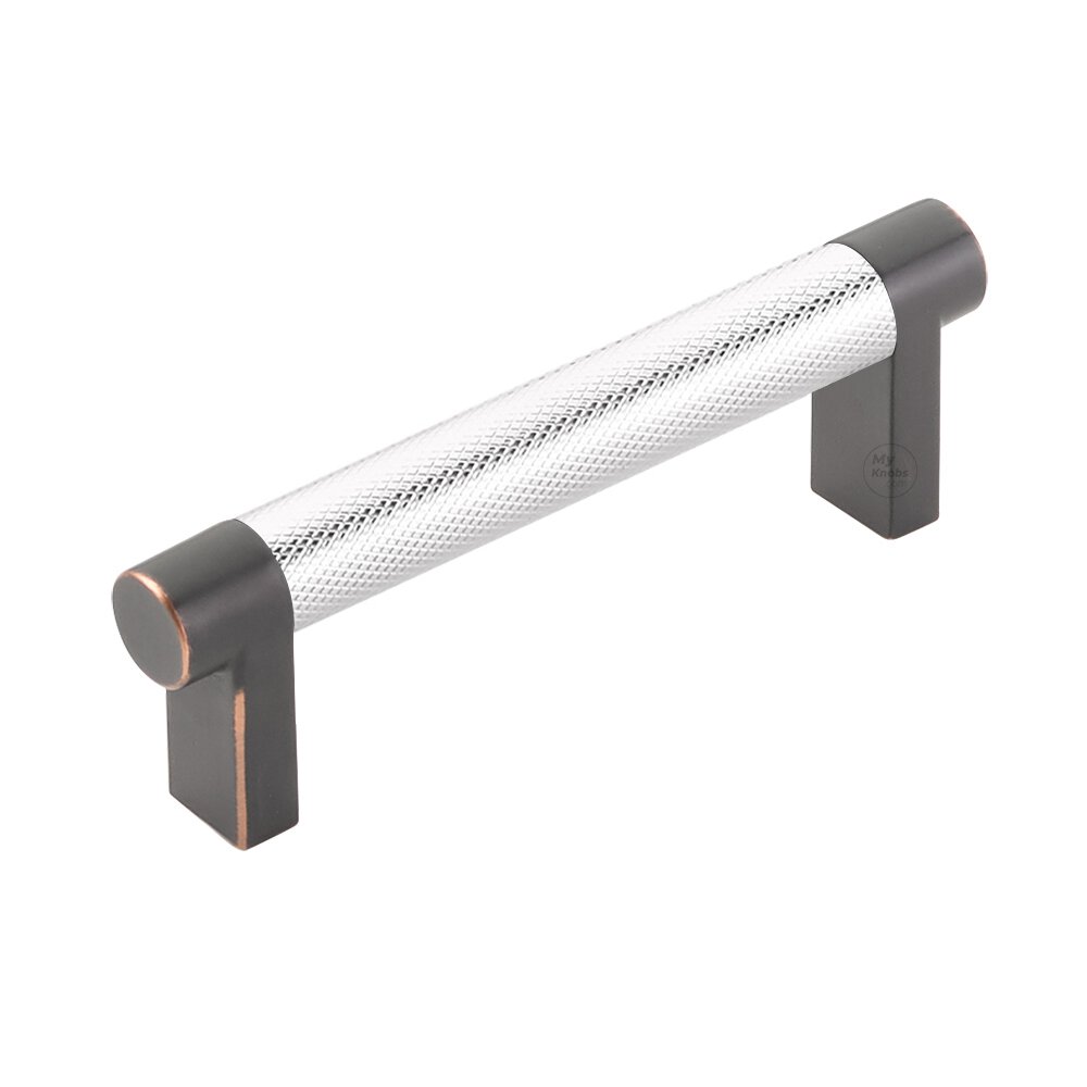Emtek 3-1/2" Centers Rectangular Stem in Oil Rubbed Bronze And Knurled Bar in Polished Chrome