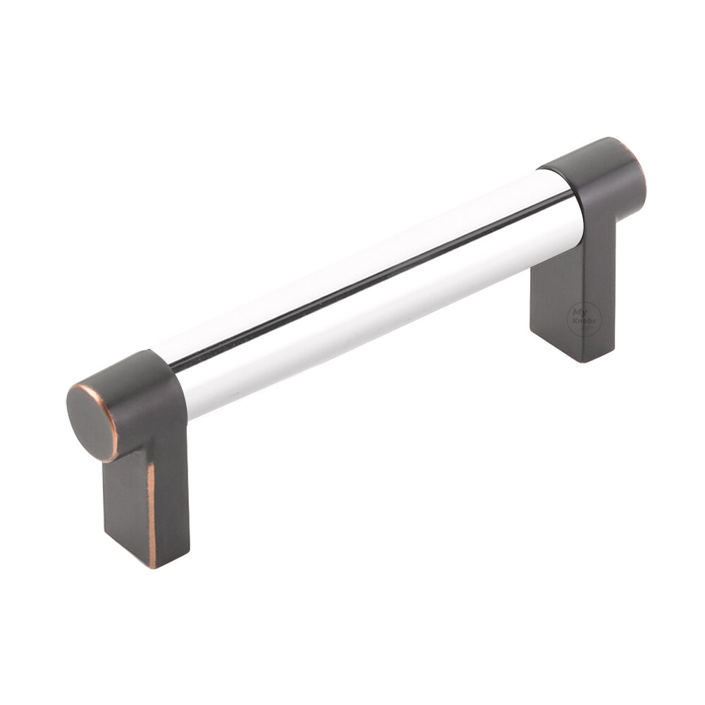Emtek 3-1/2" Centers Rectangular Stem in Oil Rubbed Bronze And Smooth Bar in Polished Chrome