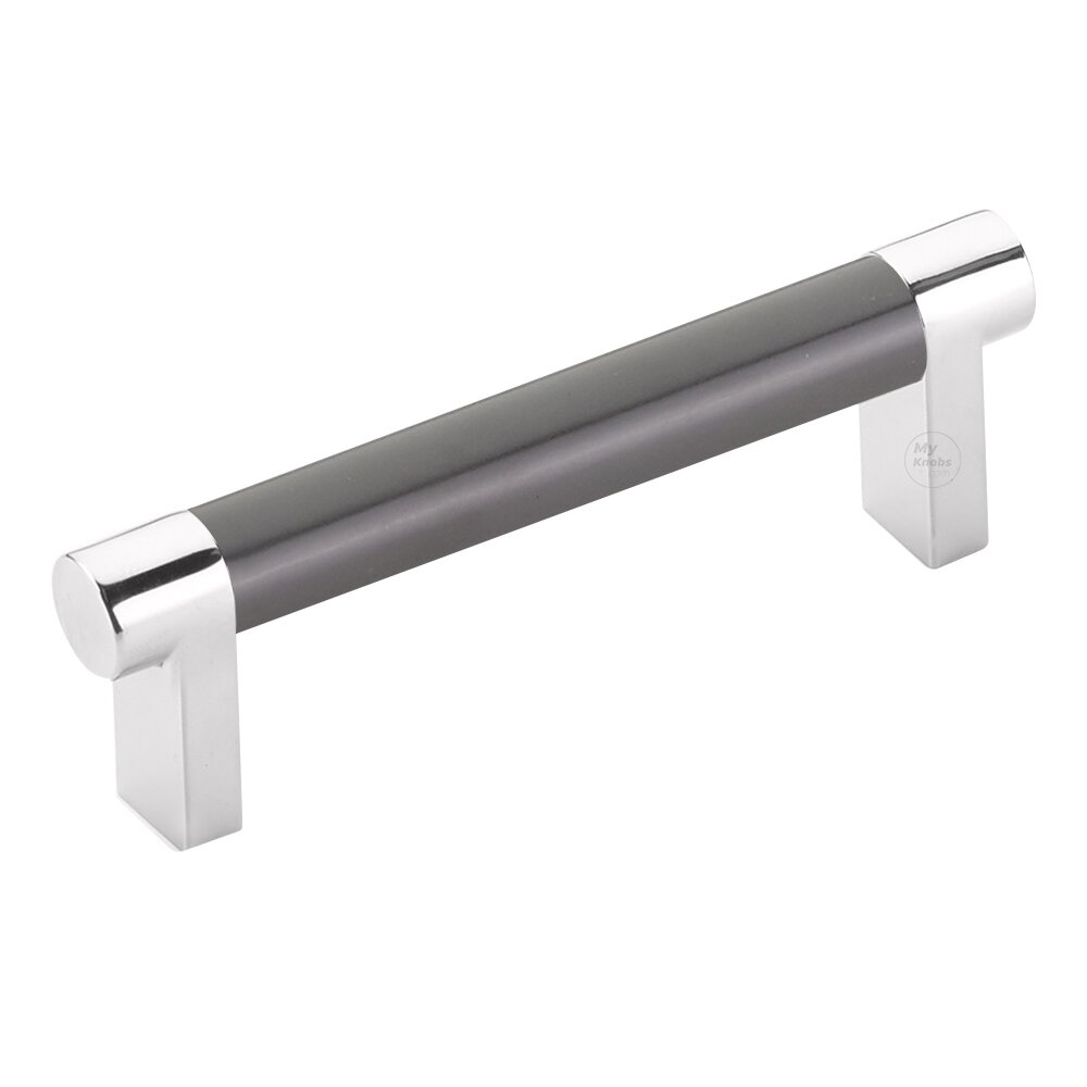 Emtek 3-1/2" Centers Rectangular Stem in Polished Chrome And Smooth Bar in Oil Rubbed Bronze