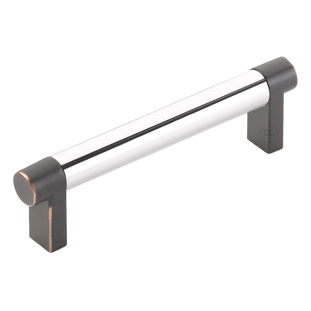 Emtek 4" Centers Rectangular Stem in Oil Rubbed Bronze And Smooth Bar in Polished Chrome