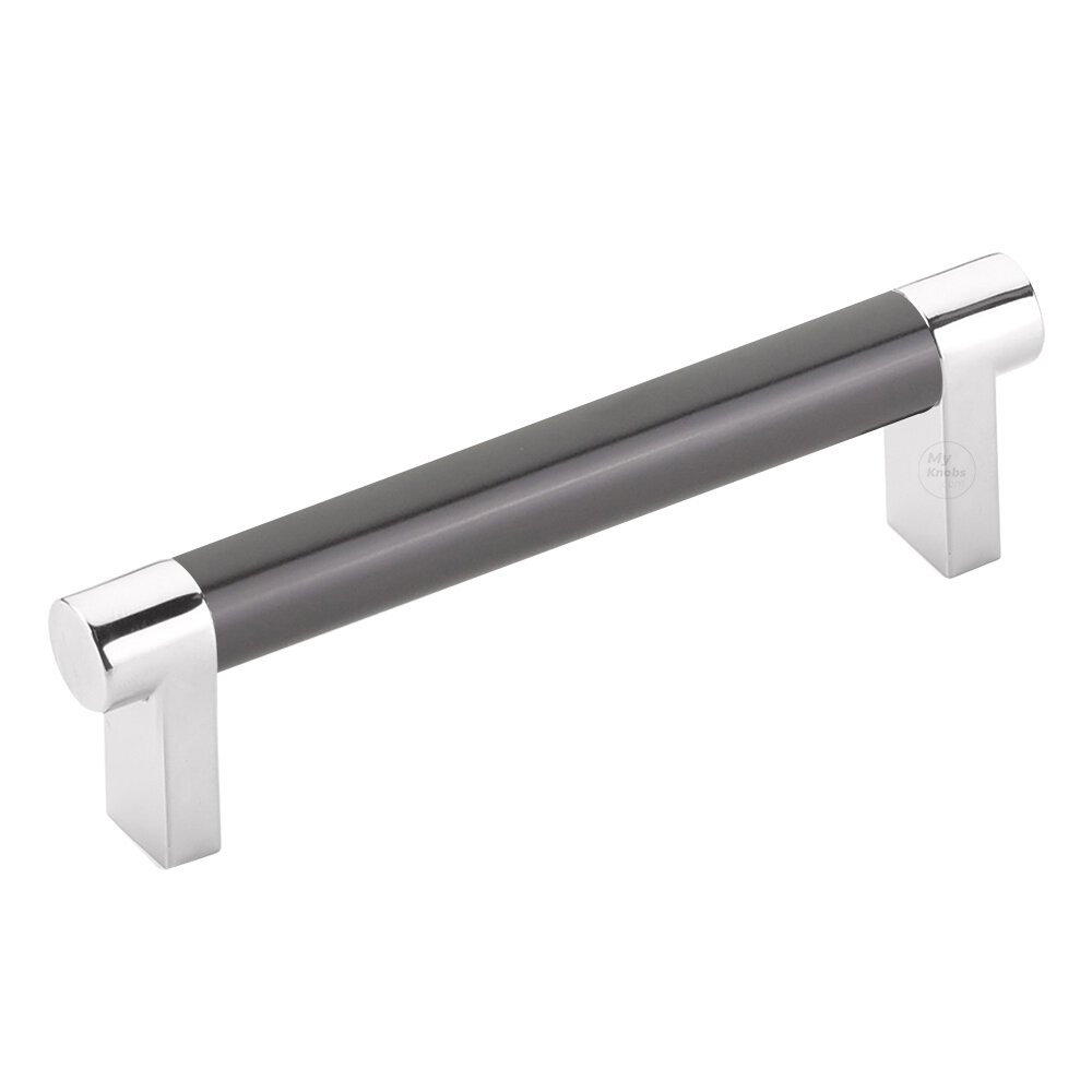 Emtek 4" Centers Rectangular Stem in Polished Chrome And Smooth Bar in Oil Rubbed Bronze