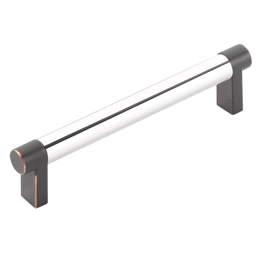 Emtek 5" Centers Rectangular Stem in Oil Rubbed Bronze And Smooth Bar in Polished Chrome