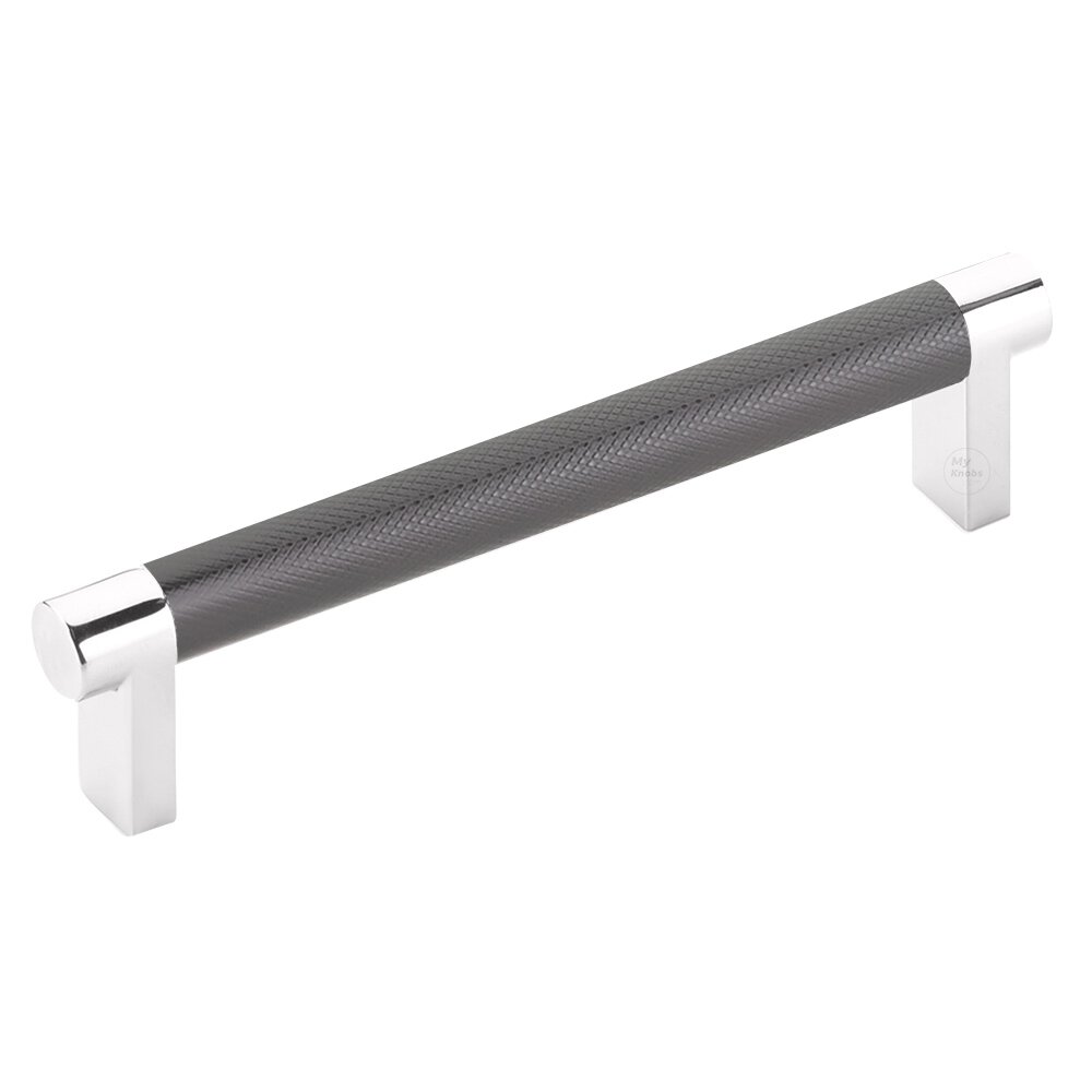 Emtek 5" Centers Rectangular Stem in Polished Chrome And Knurled Bar in Oil Rubbed Bronze