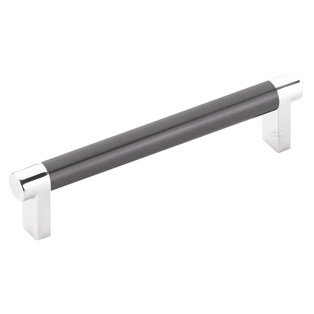 Emtek 5" Centers Rectangular Stem in Polished Chrome And Smooth Bar in Oil Rubbed Bronze