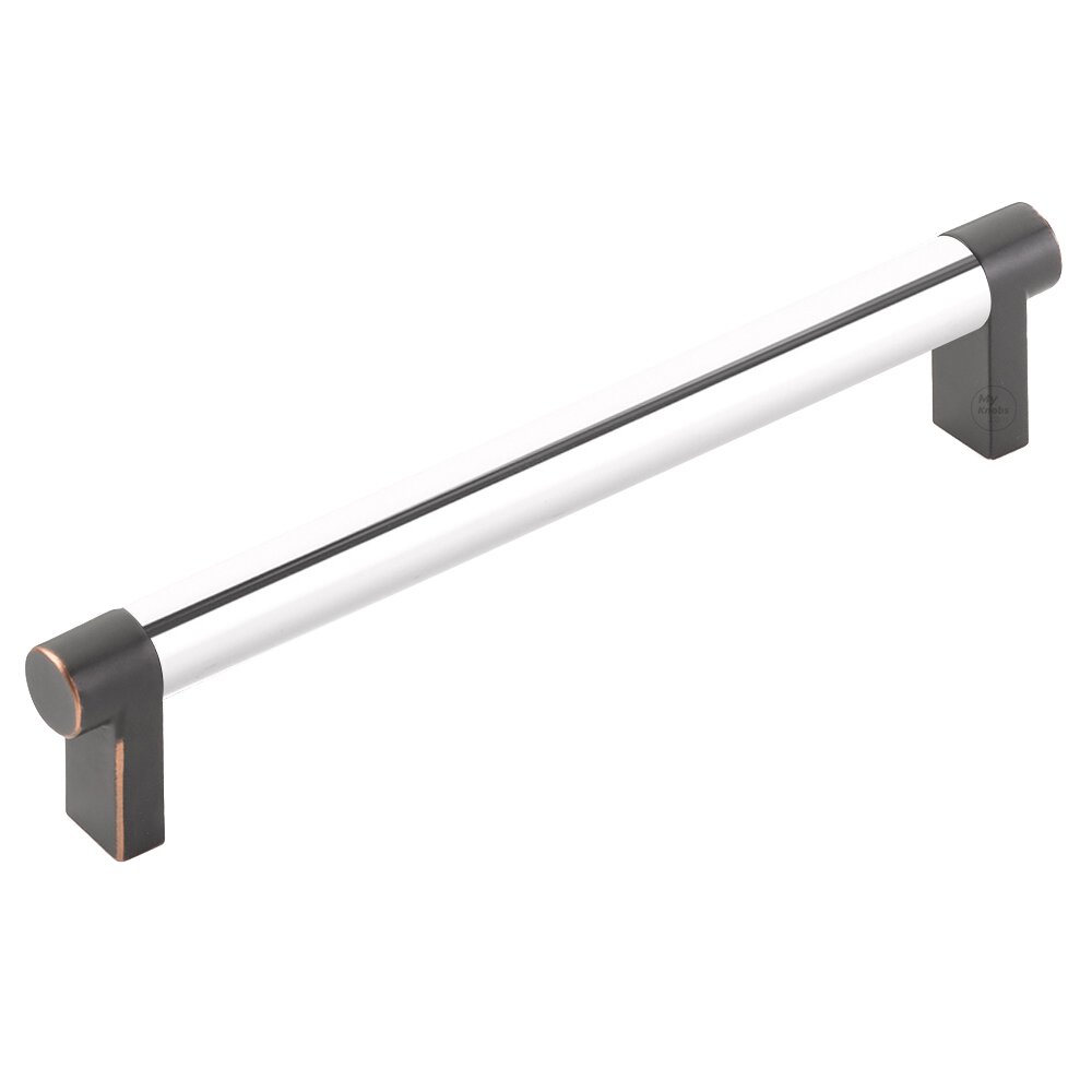 Emtek 6" Centers Rectangular Stem in Oil Rubbed Bronze And Smooth Bar in Polished Chrome