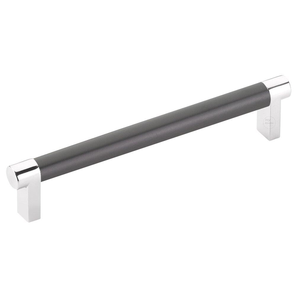 Emtek 6" Centers Rectangular Stem in Polished Chrome And Smooth Bar in Oil Rubbed Bronze