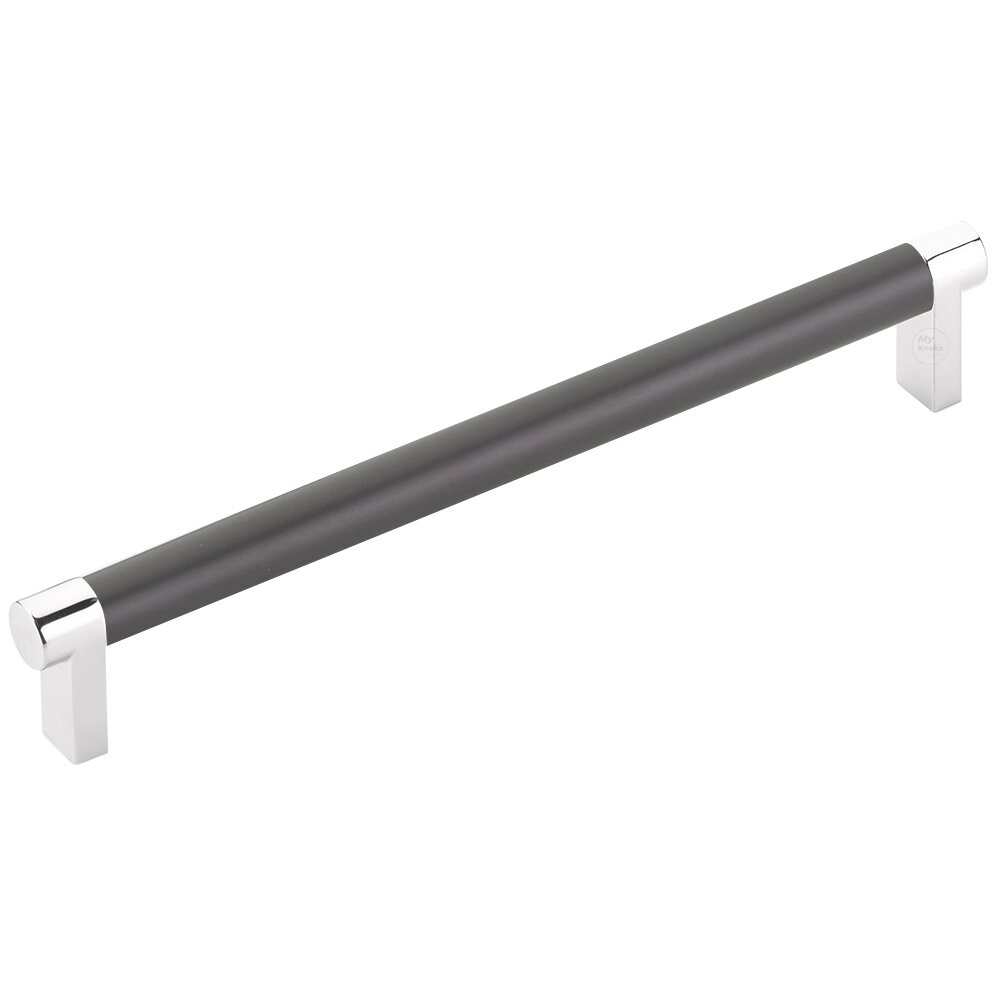 Emtek 8" Centers Rectangular Stem in Polished Chrome And Smooth Bar in Oil Rubbed Bronze