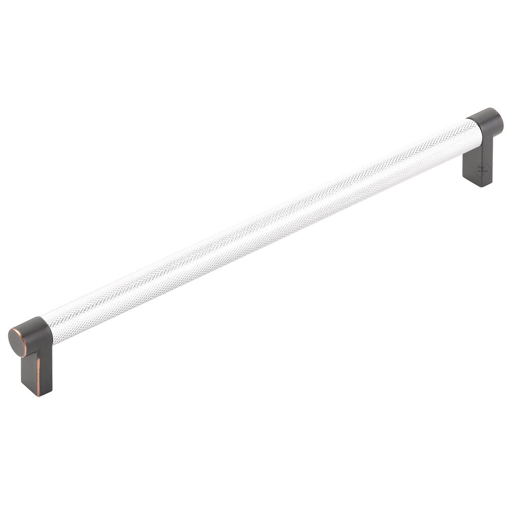 Emtek 10" Centers Rectangular Stem in Oil Rubbed Bronze And Knurled Bar in Polished Chrome