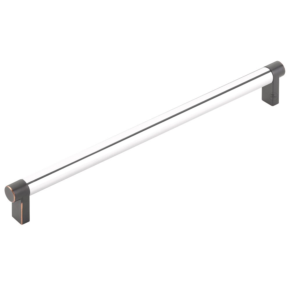 Emtek 10" Centers Rectangular Stem in Oil Rubbed Bronze And Smooth Bar in Polished Chrome