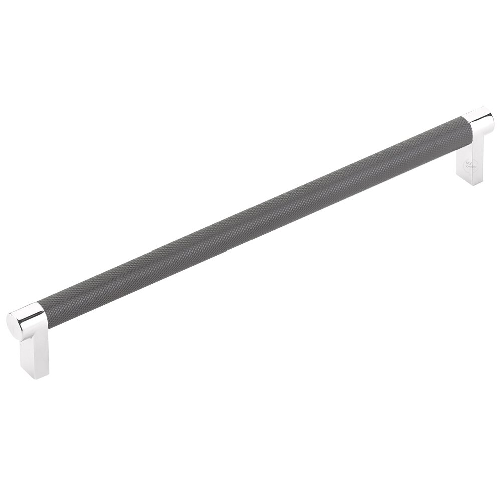 Emtek 10" Centers Rectangular Stem in Polished Chrome And Knurled Bar in Oil Rubbed Bronze