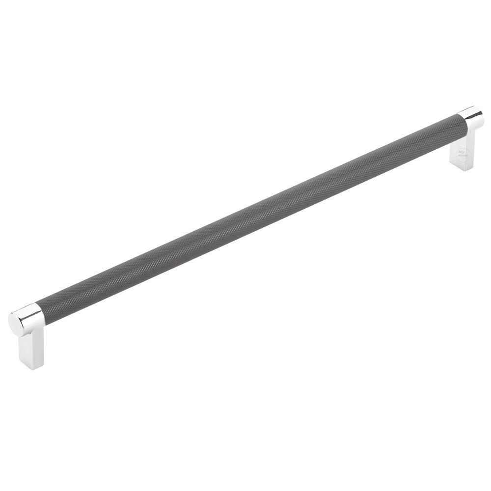 Emtek 12" Centers Rectangular Stem in Polished Chrome And Knurled Bar in Oil Rubbed Bronze