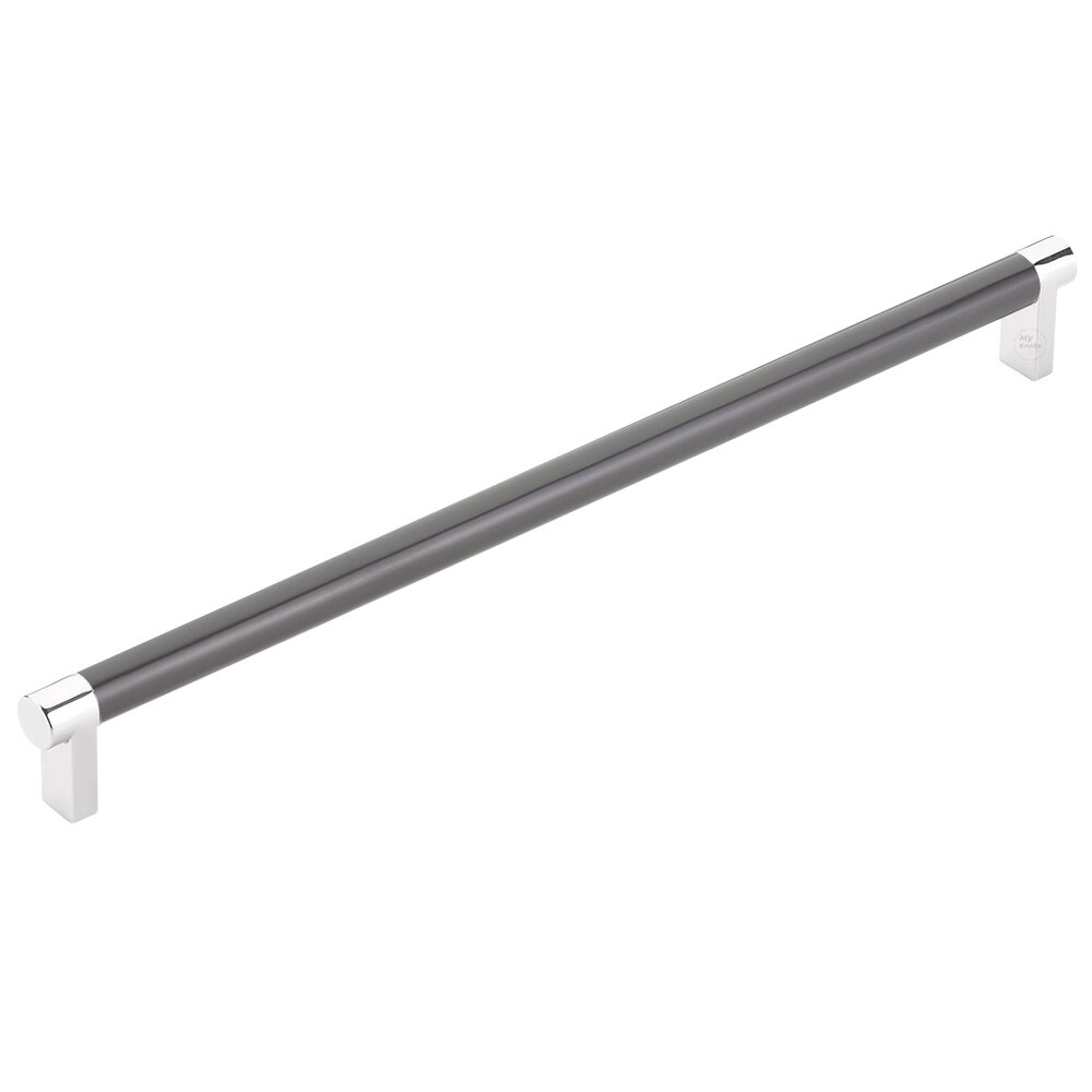 Emtek 12" Centers Rectangular Stem in Polished Chrome And Smooth Bar in Oil Rubbed Bronze