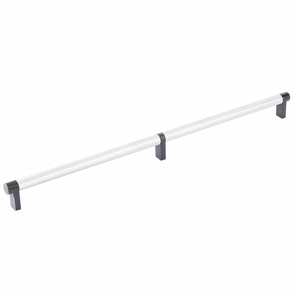 Emtek 16" Centers Rectangular Stem in Oil Rubbed Bronze And Knurled Bar in Polished Chrome