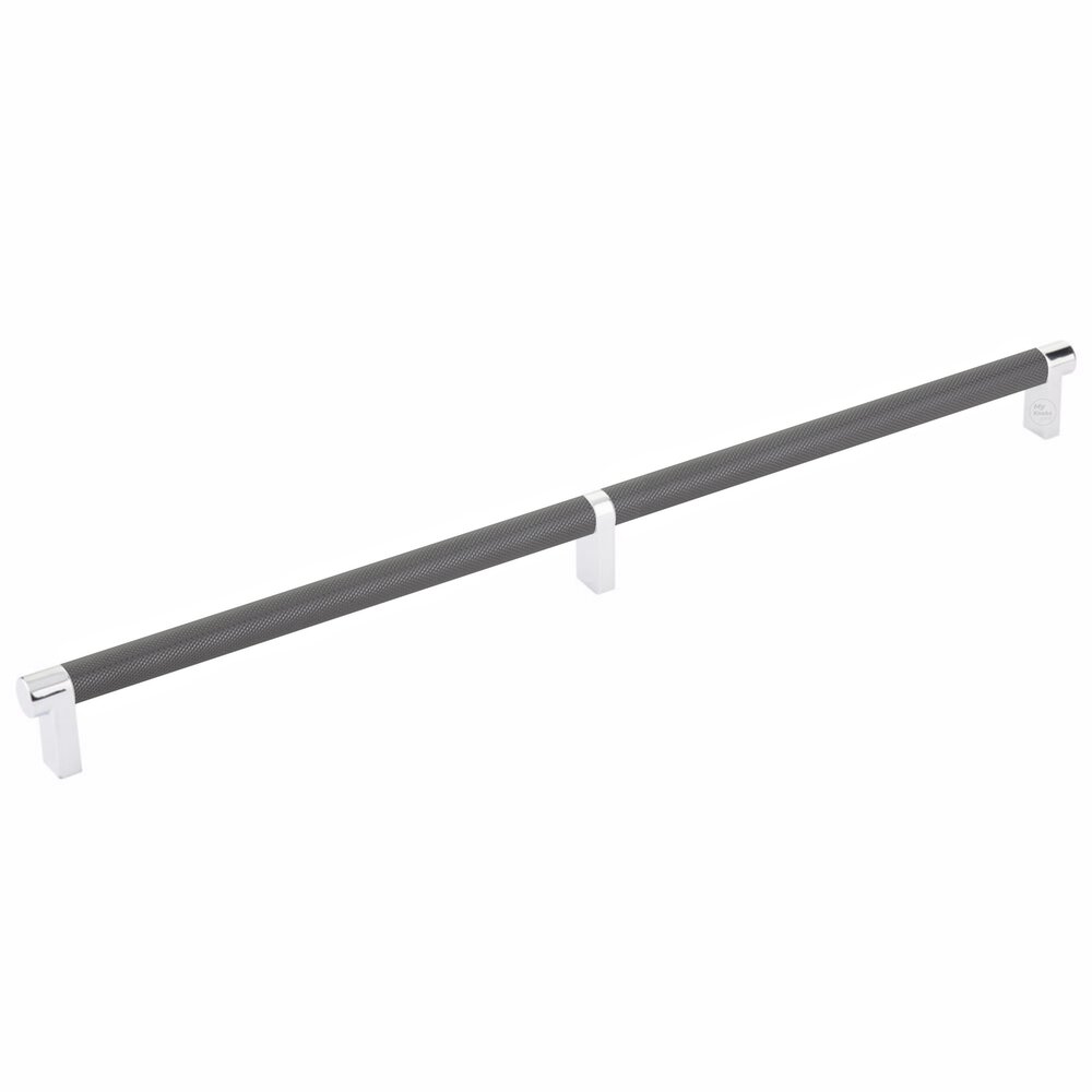 Emtek 16" Centers Rectangular Stem in Polished Chrome And Knurled Bar in Oil Rubbed Bronze