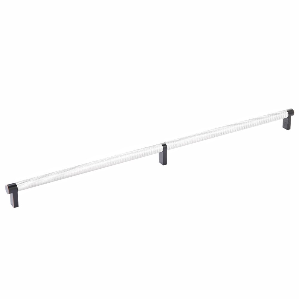 Emtek 20" Centers Rectangular Stem in Oil Rubbed Bronze And Knurled Bar in Polished Chrome