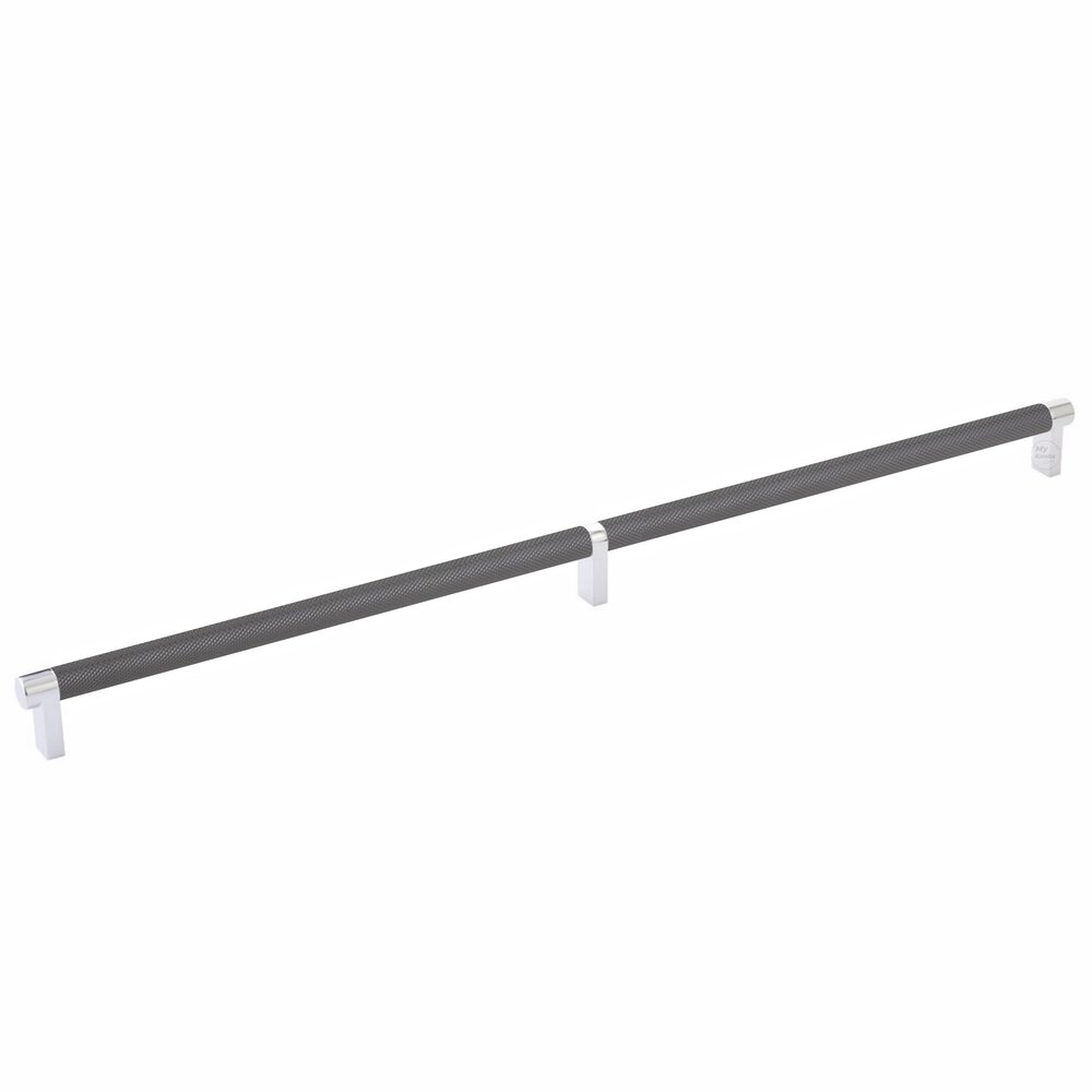Emtek 20" Centers Rectangular Stem in Polished Chrome And Knurled Bar in Oil Rubbed Bronze