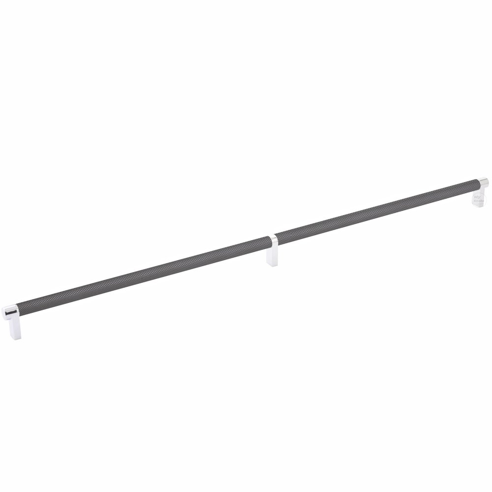 Emtek 24" Centers Rectangular Stem in Polished Chrome And Knurled Bar in Oil Rubbed Bronze