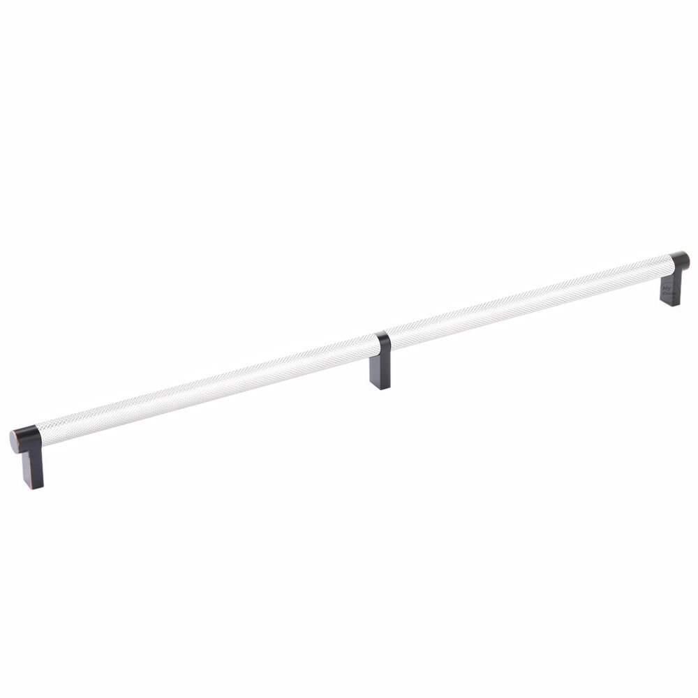 Emtek 18" Centers Rectangular Stem in Oil Rubbed Bronze And Knurled Bar in Polished Chrome
