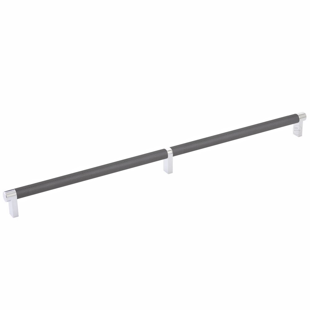 Emtek 18" Centers Rectangular Stem in Polished Chrome And Knurled Bar in Oil Rubbed Bronze