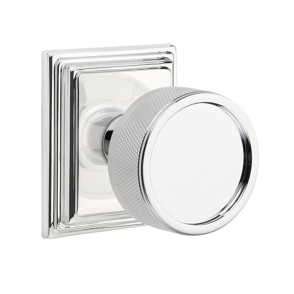 Emtek Double Dummy Wilshire Rosette with Conical Stem and Knurled Knob in Polished Chrome