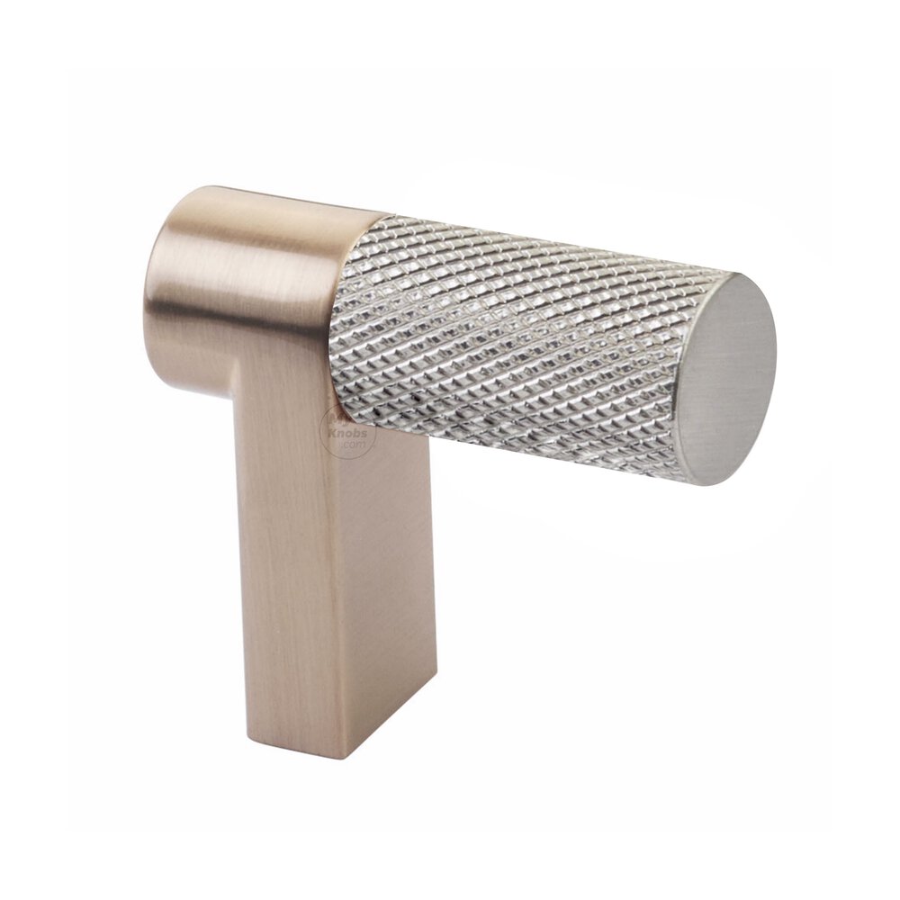 Emtek Cabinet Finger Pull 1-1/2" Overall In Satin Copper And Knurled Bar In Satin Nickel