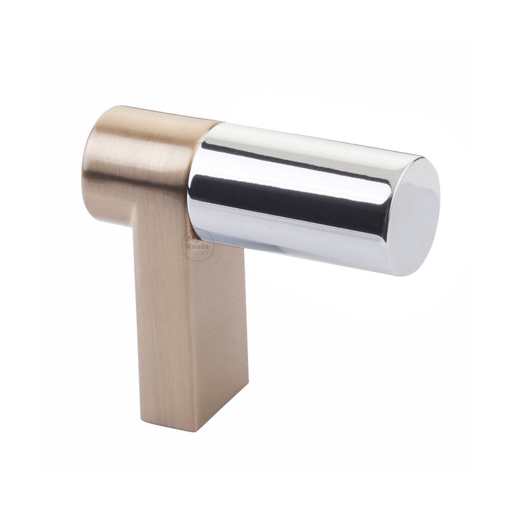 Emtek Cabinet Finger Pull 1-1/2" Overall In Satin Copper And Smooth Bar In Polished Chrome