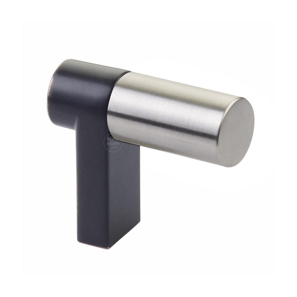 Emtek Cabinet Finger Pull 1-1/2" Overall In Oil Rubbed Bronze And Smooth Bar In Satin Nickel