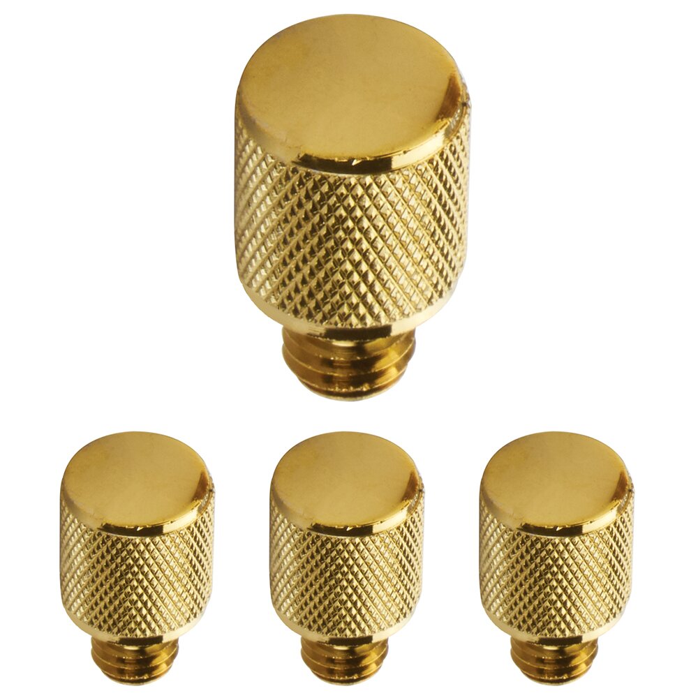 Emtek Knurled Tip Set For 4" Solid Brass Hinge in Polished Brass (Sold In Pairs)