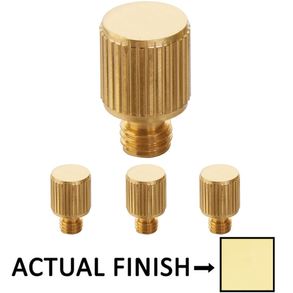 Emtek Straight Knurled Tip Set For 3 1/2" Solid Brass Hinge in Polished Brass (Sold In Pairs)