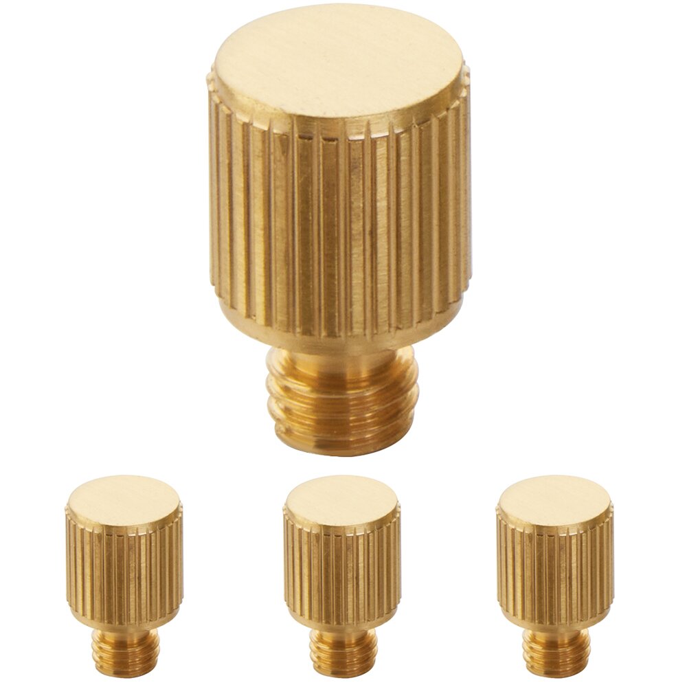 Emtek Straight Knurled Tip Set For 3 1/2" Solid Brass Hinge in Satin Brass (Sold In Pairs)