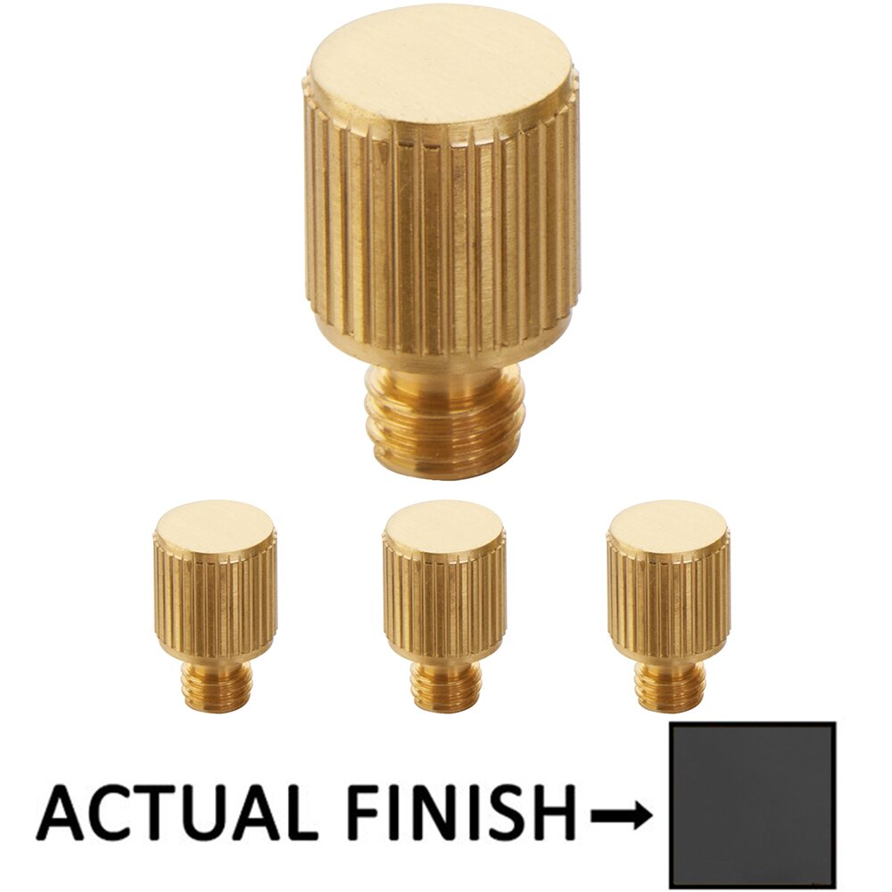 Emtek Straight Knurled Tip Set For 4 1/2" or 5" Heavy Duty Or Ball Bearing Brass Hinge in Flat Black (Sold In Pairs)