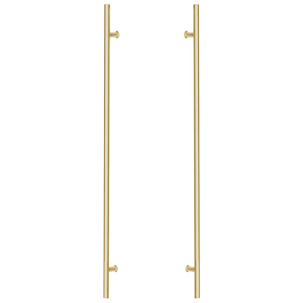 Emtek 36" Centers Back To Back Round Door Pull in Satin Brass Stainless Steel PVD