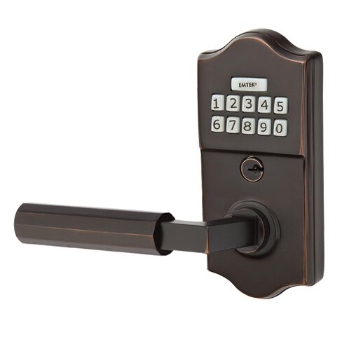 Emtek Classic - L-Square Faceted Lever Electronic Touchscreen Lock in Oil Rubbed Bronze