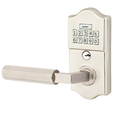 Emtek Classic - L-Square Faceted Lever Electronic Touchscreen Lock in Satin Nickel