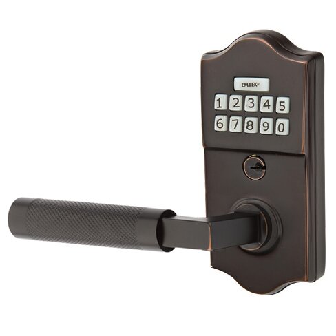Emtek Classic - L-Square Knurled Lever Electronic Touchscreen Lock in Oil Rubbed Bronze