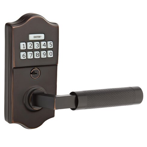 Emtek Classic - L-Square Knurled Lever Electronic Touchscreen Lock in Oil Rubbed Bronze