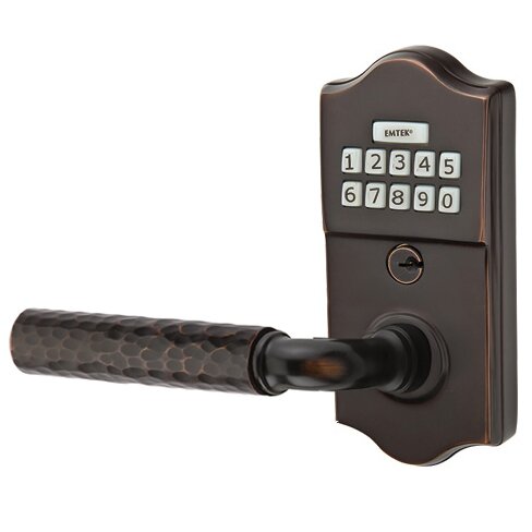 Emtek Classic - R-Bar Hammered Lever Electronic Touchscreen Lock in Oil Rubbed Bronze