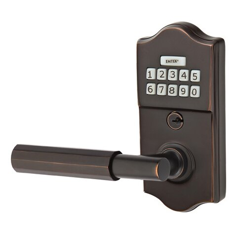 Emtek Classic - T-Bar Faceted Lever Electronic Touchscreen Lock in Oil Rubbed Bronze