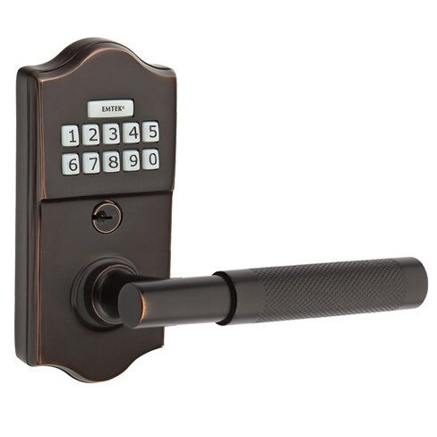 Emtek Classic - T-Bar Knurled Lever Electronic Touchscreen Lock in Oil Rubbed Bronze
