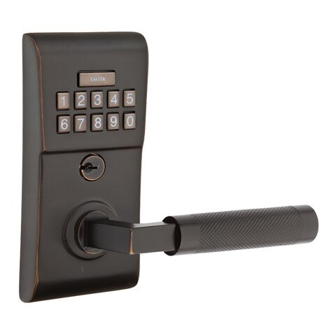 Emtek Modern - L-Square Knurled Lever Electronic Touchscreen Lock in Oil Rubbed Bronze