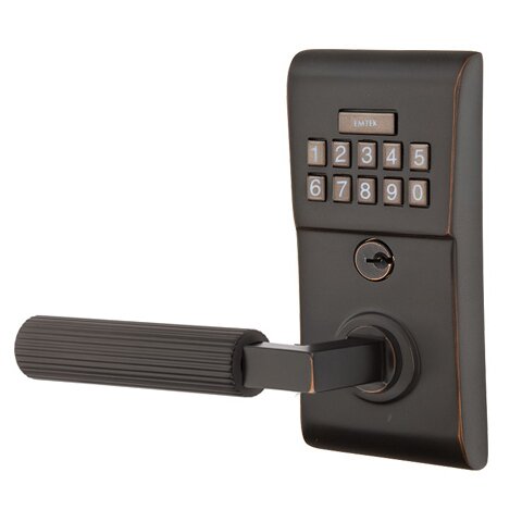 Emtek Modern - L-Square Straight Knurled Lever Electronic Touchscreen Lock in Oil Rubbed Bronze