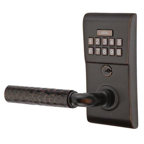 Emtek Modern - R-Bar Hammered Lever Electronic Touchscreen Lock in Oil Rubbed Bronze