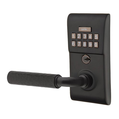 Emtek Modern - R-Bar Hammered Lever Electronic Touchscreen Lock in Flat Black