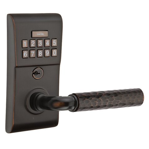 Emtek Modern - R-Bar Hammered Lever Electronic Touchscreen Lock in Oil Rubbed Bronze