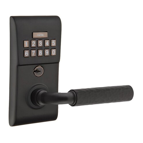 Emtek Modern - R-Bar Hammered Lever Electronic Touchscreen Lock in Flat Black