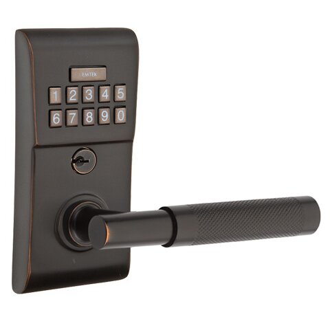 Emtek Modern - T-Bar Knurled Lever Electronic Touchscreen Lock in Oil Rubbed Bronze
