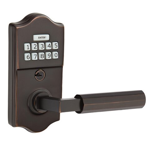 Emtek Classic - L-Square Faceted Lever Electronic Touchscreen Storeroom Lock in Oil Rubbed Bronze