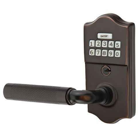 Emtek Classic - R-Bar Knurled Lever Electronic Touchscreen Storeroom Lock in Oil Rubbed Bronze