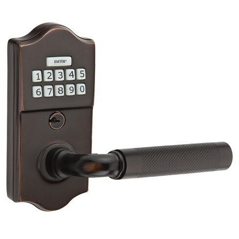 Emtek Classic - R-Bar Knurled Lever Electronic Touchscreen Storeroom Lock in Oil Rubbed Bronze